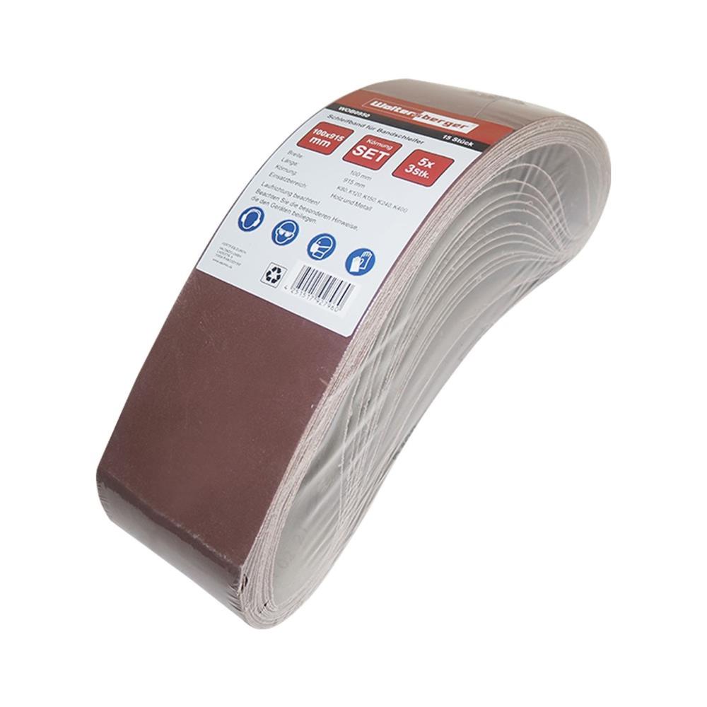 Woltersberger® Schleifbänder 100x915mm Set mit 5 Körnungen