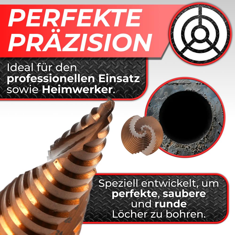 Woltersberger HSS-E Stufenbohrer Spiral Ø 4-32 mm 15 Stufen Woltersberger HSS-E Stufenbohrer Spiral Ø 4-32 mm 15 Stufen