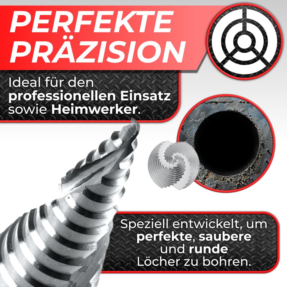 Woltersberger HSS Stufenbohrer Spiral Ø 4-32 mm 15 Stufen Woltersberger HSS Stufenbohrer Spiral Ø 4-32 mm 15 Stufen