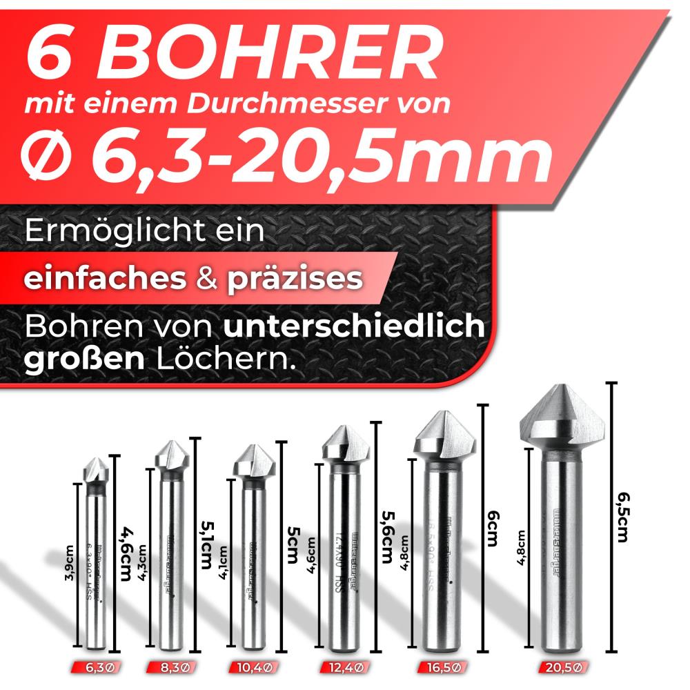 Woltersberger Kegelsenker HSS Set 6-teilig in Box Woltersberger Kegelsenker HSS Set 6-teilig in Box