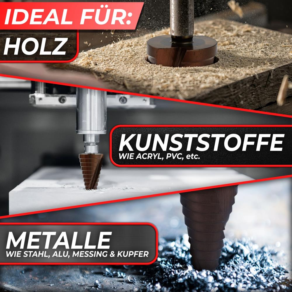 Woltersberger HSS-E Stufenbohrer Set 3-teilig in Box Woltersberger HSS-E Stufenbohrer Set 3-teilig in Box
