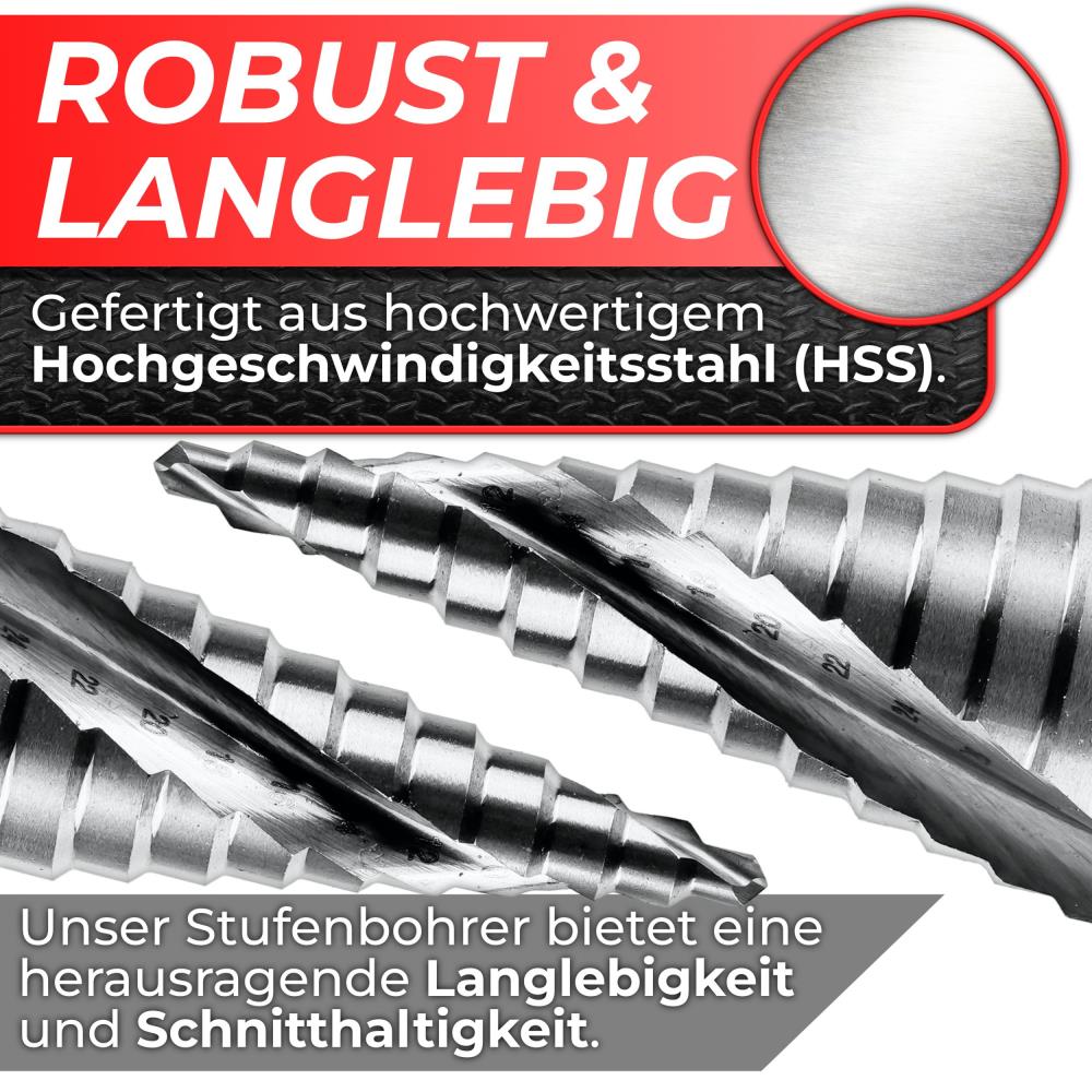Woltersberger HSS Stufenbohrer Set 3-teilig in Box Woltersberger HSS Stufenbohrer Set 3-teilig in Box