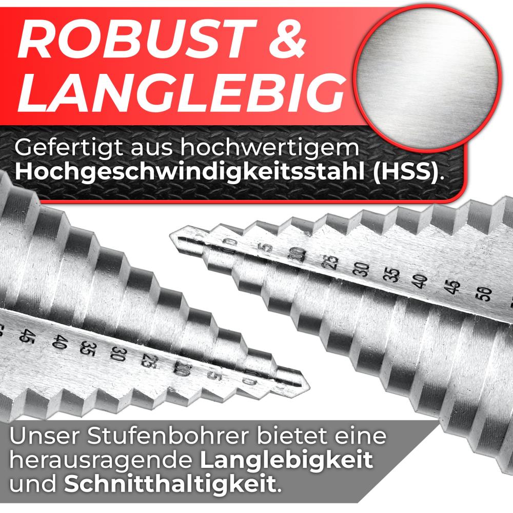 Woltersberger HSS Stufenbohrer Ø 6-60mm 12 Stufen Woltersberger HSS Stufenbohrer Ø 6-60mm 12 Stufen