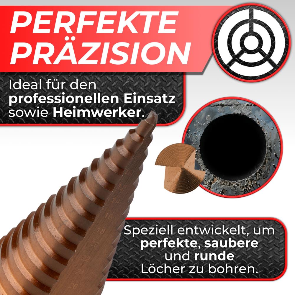 Woltersberger HSS-E Stufenbohrer Ø 4-32 mm 15 Stufen Woltersberger HSS-E Stufenbohrer Ø 4-32 mm 15 Stufen