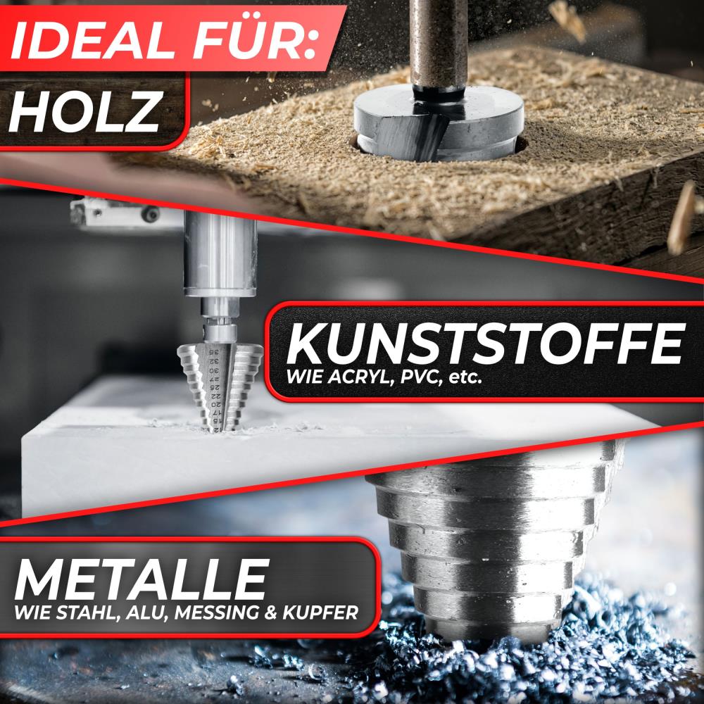 Woltersberger HSS Stufenbohrer Ø 5-35mm mit 13 Stufen