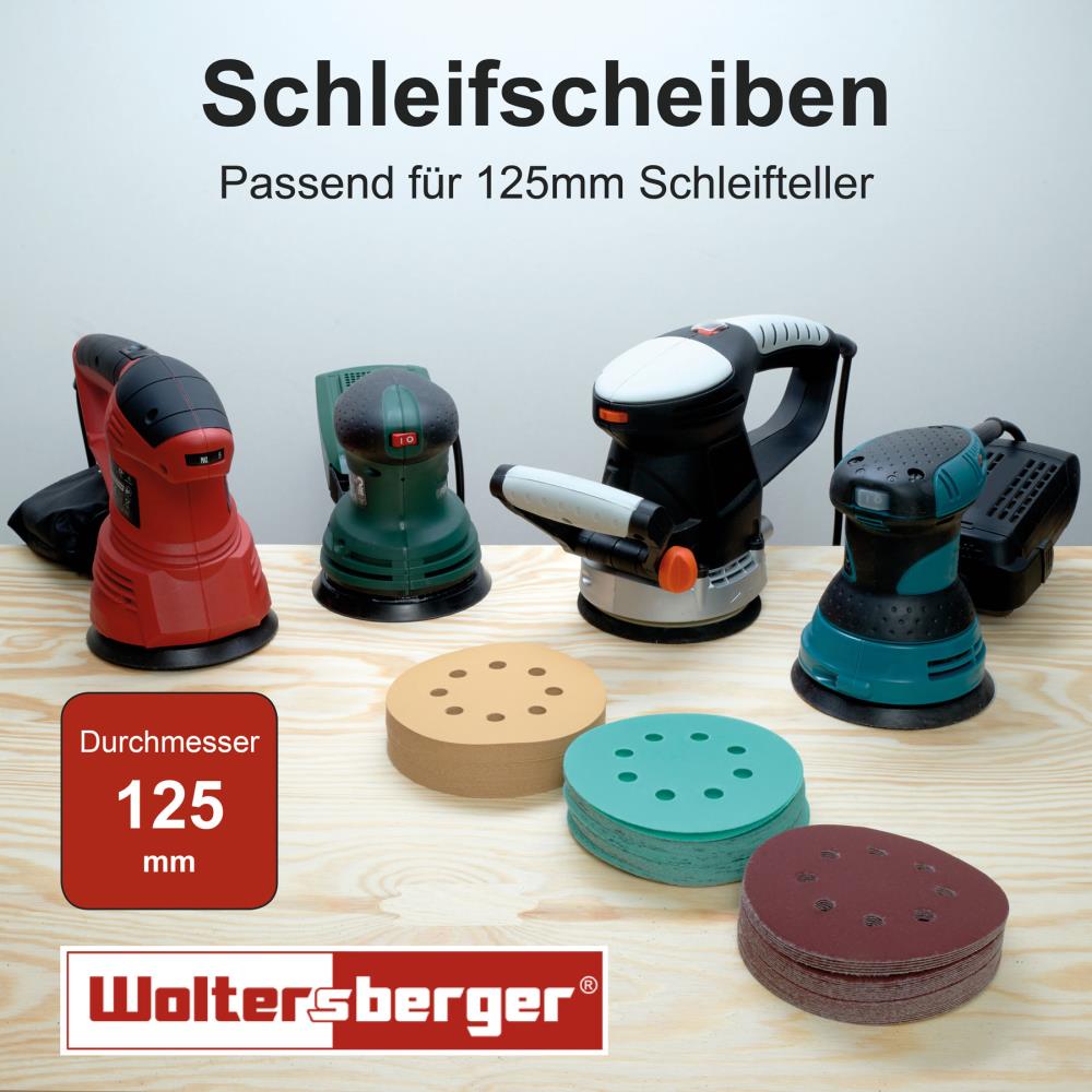 Woltersberger® Schleifscheibe 125mm Rot P80 8 Loch 5 St