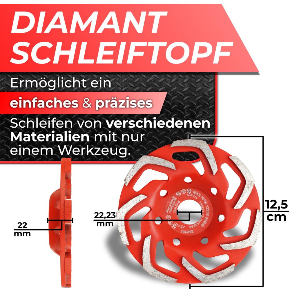 Woltersberger® Diamantschleiftopf 125mm Typ B