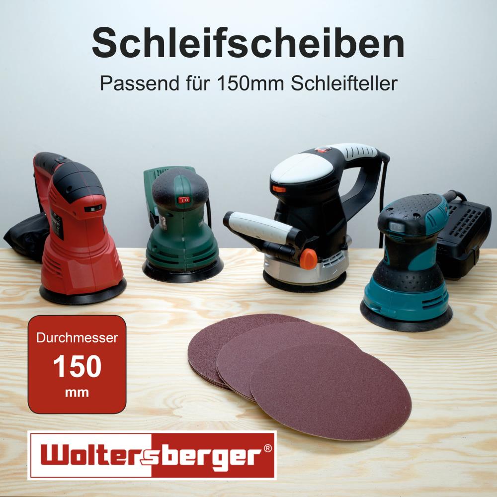 Woltersberger® Schleifscheibe 150mm Grün P150 15 Loch 5 St