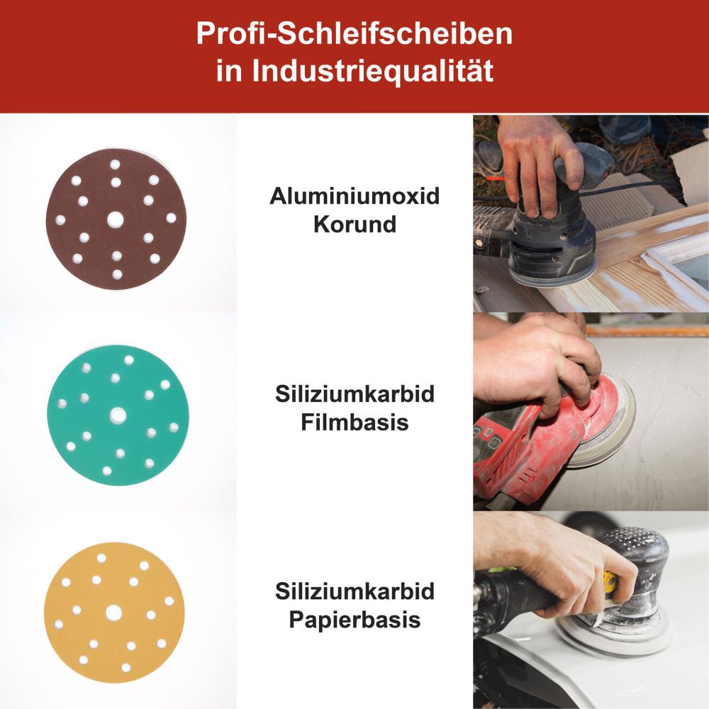 Woltersberger® Schleifscheibe 150mm Grün P150 15 Loch 5 St