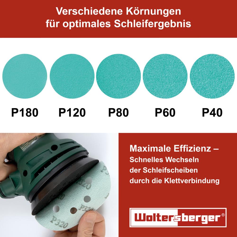 Woltersberger® Schleifscheibe 150mm Grün P150 15 Loch 5 St