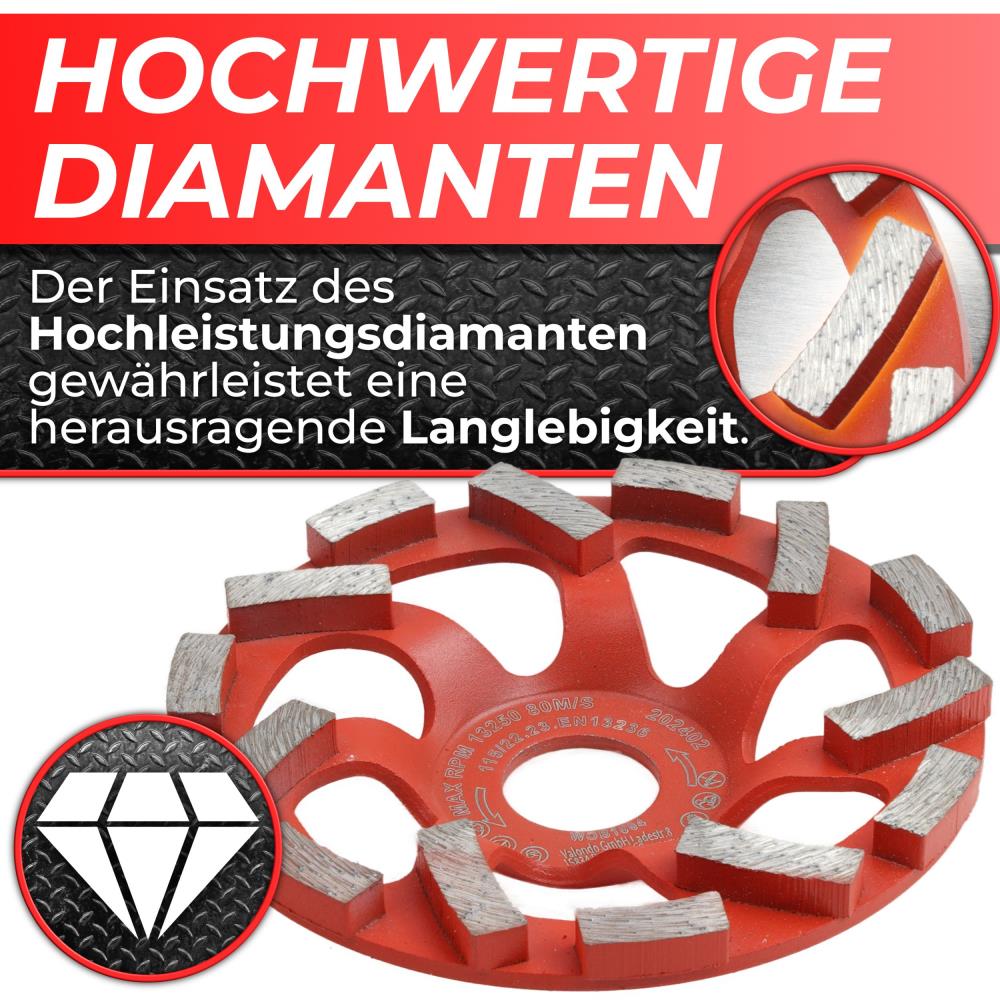 Woltersberger® Diamantschleiftopf 115mm Typ A
