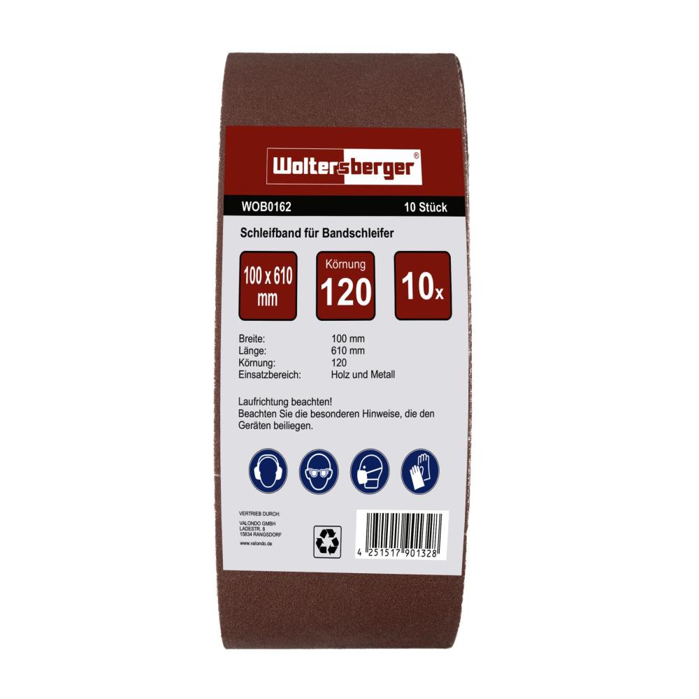 Woltersberger® Schleifbänder 100x610mm Set mit 5 Körnungen