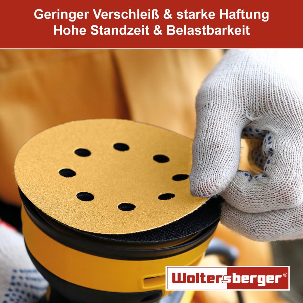 Woltersberger® Schleifscheibe 125mm Gold P320 8 Loch 1 St