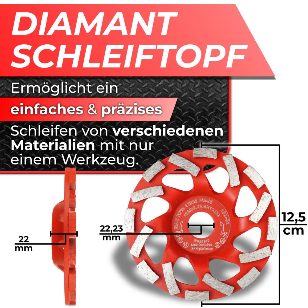 Woltersberger® Diamantschleiftopf 125mm Typ A