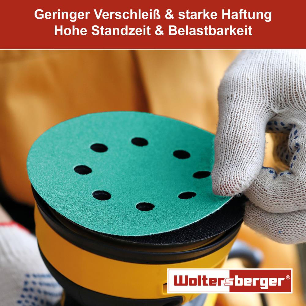 Woltersberger® Schleifscheibe 150mm Grün P150 15 Loch 5 St