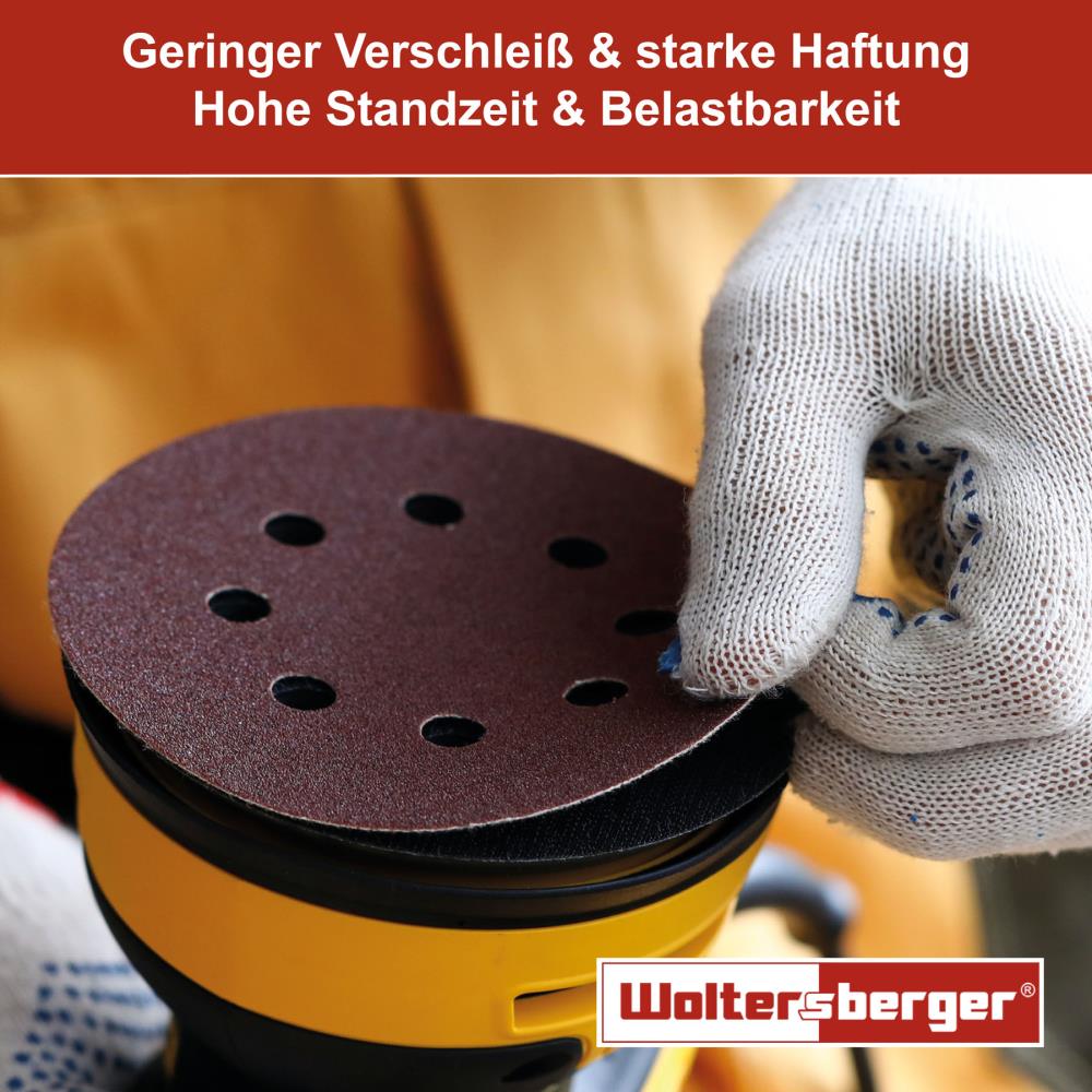 Woltersberger® Schleifscheibe 125mm Rot P80 8 Loch 5 St