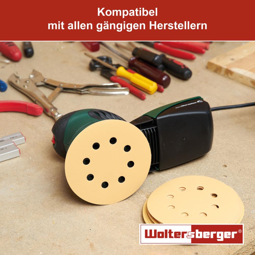 Woltersberger® Schleifscheibe 125mm Gold P320 8 Loch 1 St