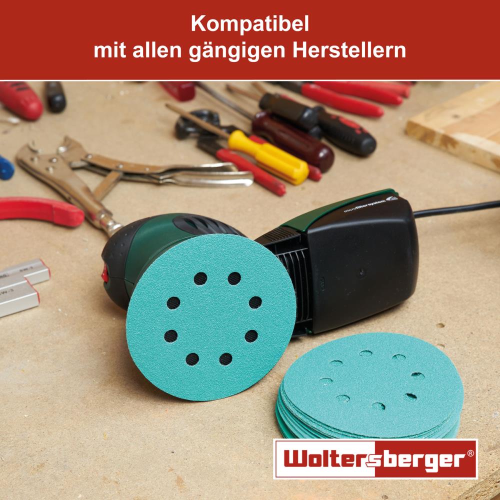 Woltersberger® Schleifscheibe 150mm Grün P150 15 Loch 5 St