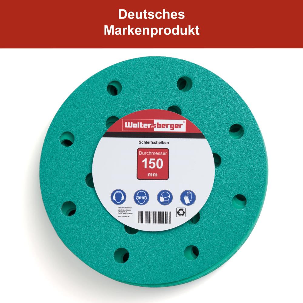 Woltersberger® Schleifscheibe 150mm Grün P150 15 Loch 5 St