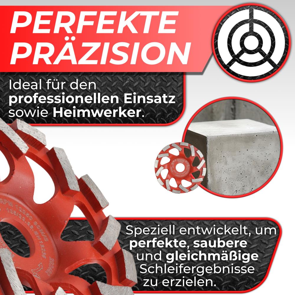 Woltersberger® Diamantschleiftopf 125mm Typ A