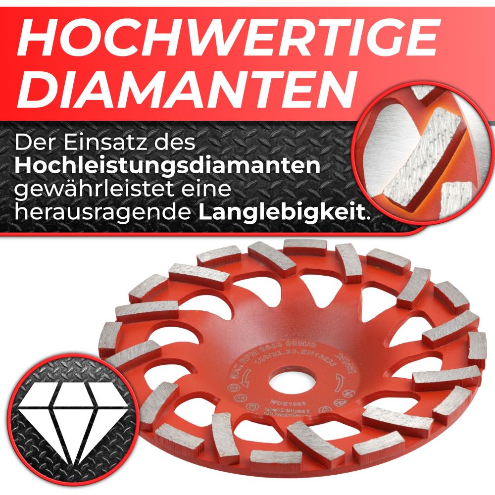 Woltersberger® Diamantschleiftopf 180mm Typ A