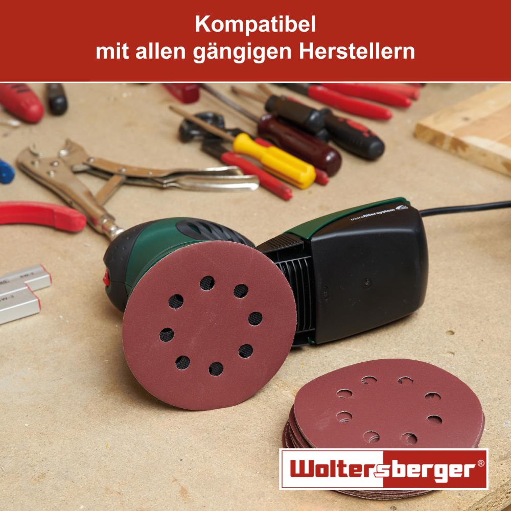 Woltersberger® Schleifscheibe 125mm Rot P80 8 Loch 5 St